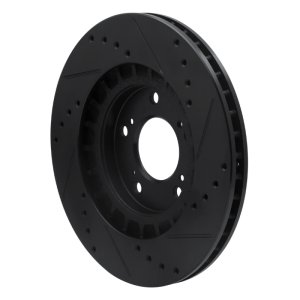 Honda S2000 Brake Rotor (1) - Front Left - R1 Concepts - Drilled & Slotted - Black - `00-`09